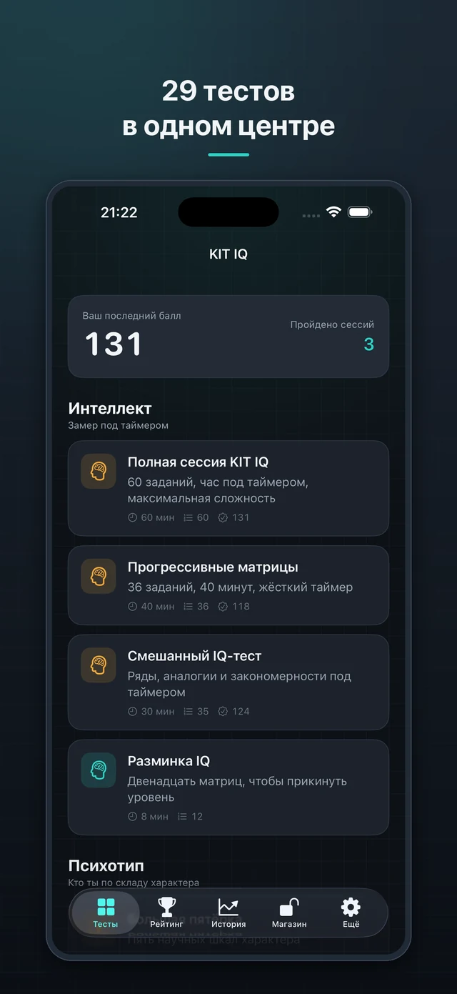KIT IQ — 29 тестов в одном центре